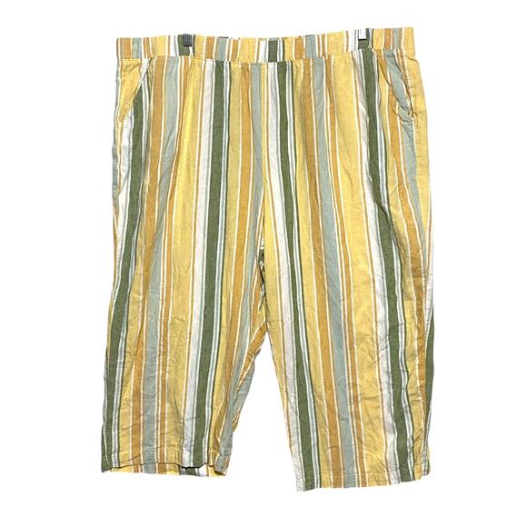 Croft & Barrow Striped Capris Linen Rayon Boho Flowy Lagenlook Beachy Plus 22W - Picture 1 of 6